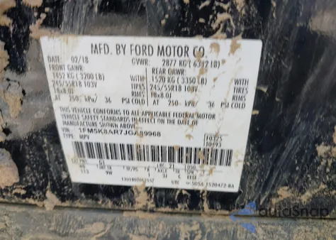 2018 Ford Police Interceptor z USA, uszkodzony, nr VIN 1FM5K8AR7JGA89968